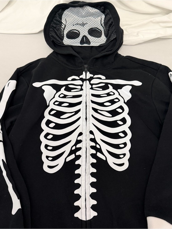 LG Other - Kids Large Black Hoodie with White Skeleton Print